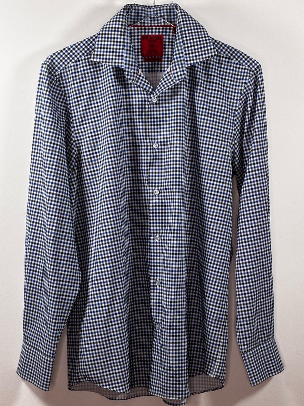 Proper Sport Men's Blue & White Gingham Button-Down Shirt - Classic Fit
